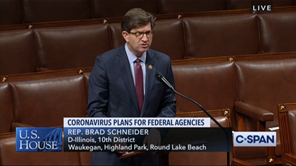 Schneider calls for passage of the COVID PREPARE Act.