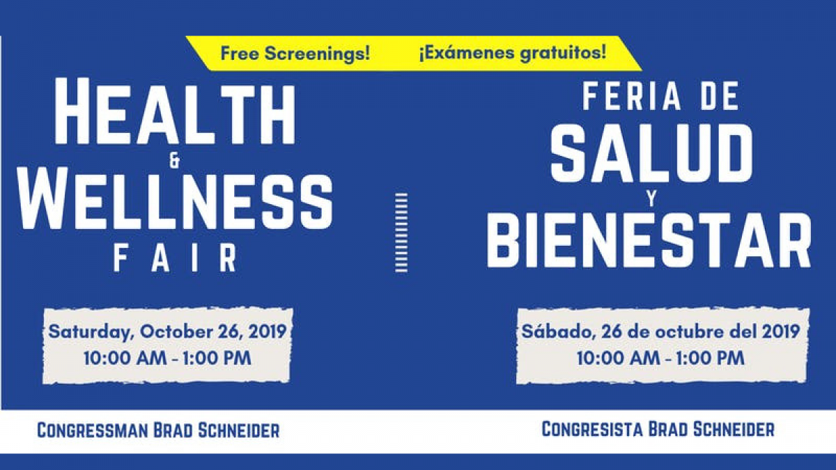 Rep. Schneider to Host Community Health and Wellness Fair in Waukegan on Saturday, October 26