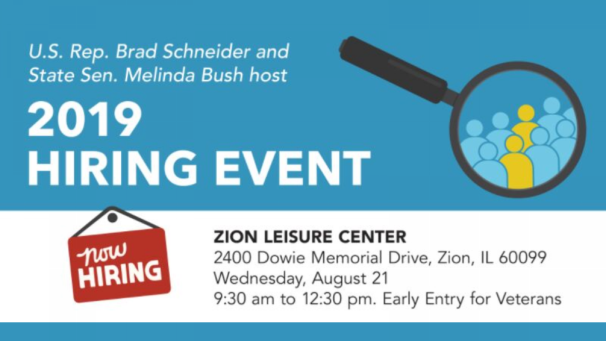 Rep. Schneider and State Sen. Melinda Bush to Host Hiring Event in Zion