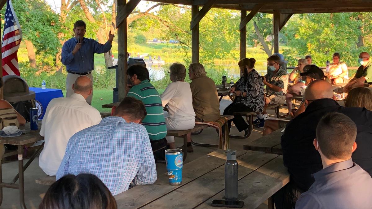 Congressman Brad Schneider (IL  10) answers questions from constituents at a town hall in Round Lake