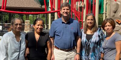 Above: Congressman Brad Schneider (IL 10) talks about the benefits of the Child Tax Credit payments with mothers (right to left) Merced Alfaro, Guadalupe Patino, Sandra Camarena, and Maria Colunga ROUND LAKE, Ill. – As the second round of monthly Child T