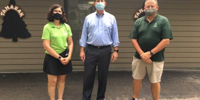 Above: Congressman Brad Schneider meets with Tamarak Day Camp Directors Dave and Lucy Thoenson to discuss the impact of COVID-19 relief programs on their small business