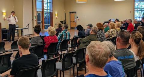 Brad speaking in Gurnee.