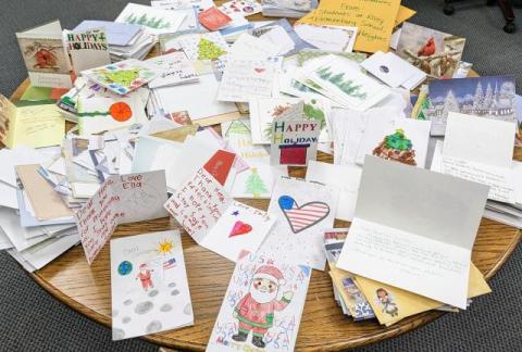 Stack of holiday cards.