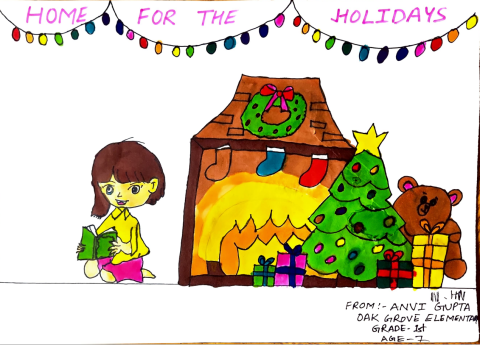 Congressman Schneider’s 2022 office holiday card competition winning design by Anvi Gupta