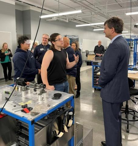 Congressman Schneider Speaking to a Student