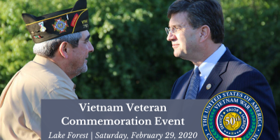Schneider to Host Commemoration Ceremony for Area Vietnam War Veterans in Lake Forest