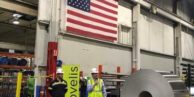 Above: Congressman Schneider takes questions from Novelis employees about jobs, infrastructure and the economy